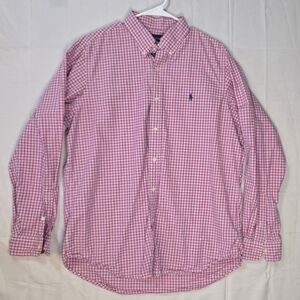 Classic Ralph Lauren Pink Plaid Button Down Shirt Polished Casual Preppy